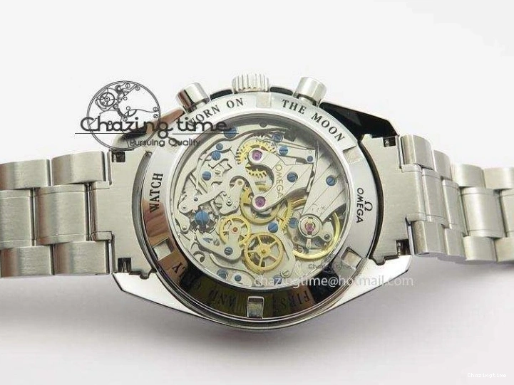 0118 Speedmaster MoonWatch  Apollo 16 Black Dial On SS Bracelet Supportive 8231